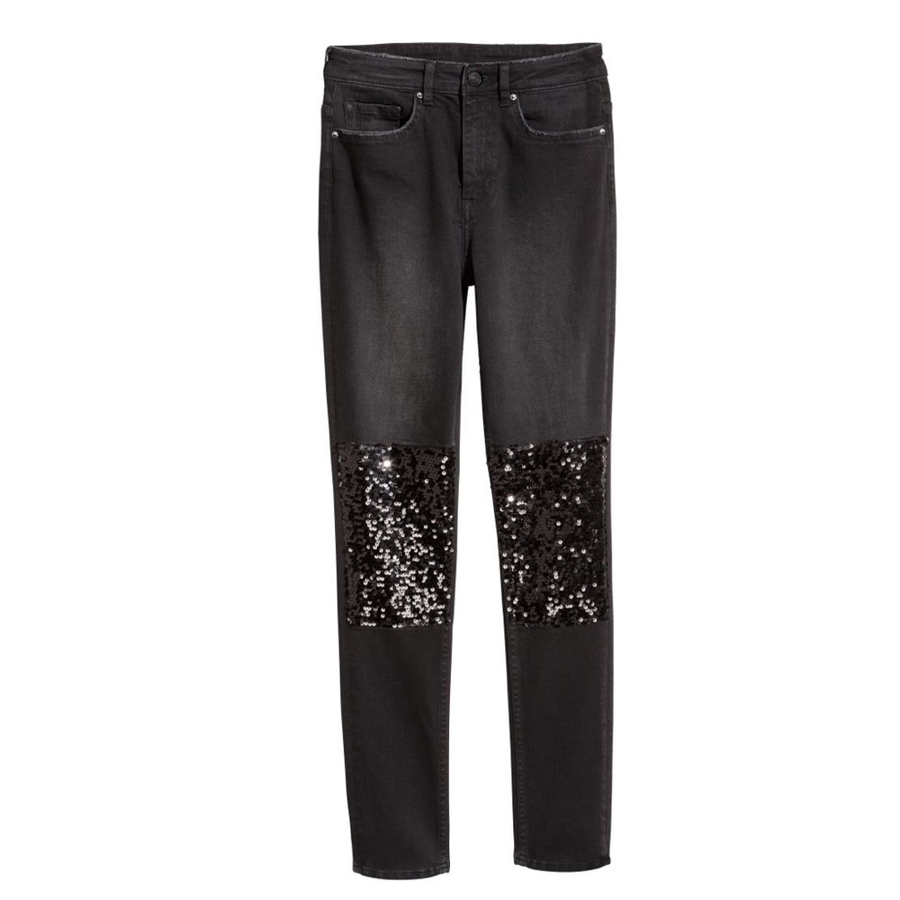 H&M Divided Distressed Sequin Knee Jeans